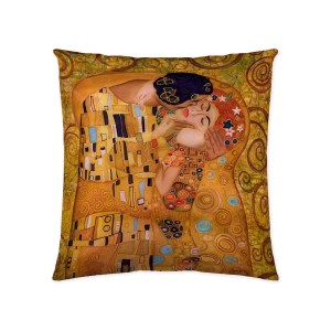 dekoracni-polstar-klimt-kiss-oranzovy-barevny-umeni-acko-45x45